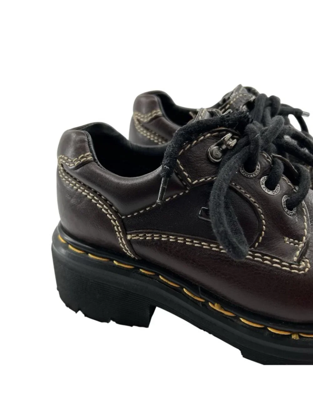 VTG Dr. Martens Shoes M5 W6 Leather 3 Eye Casual Chunky Platform Oxford ENGLAND